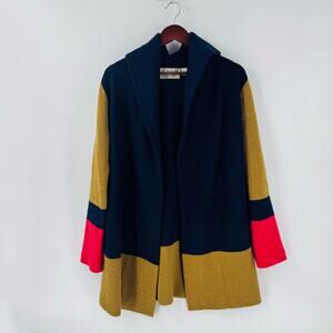 Anthropologie Field & Flower Colorblock Open Front Jacket Wool Blend Sz Small